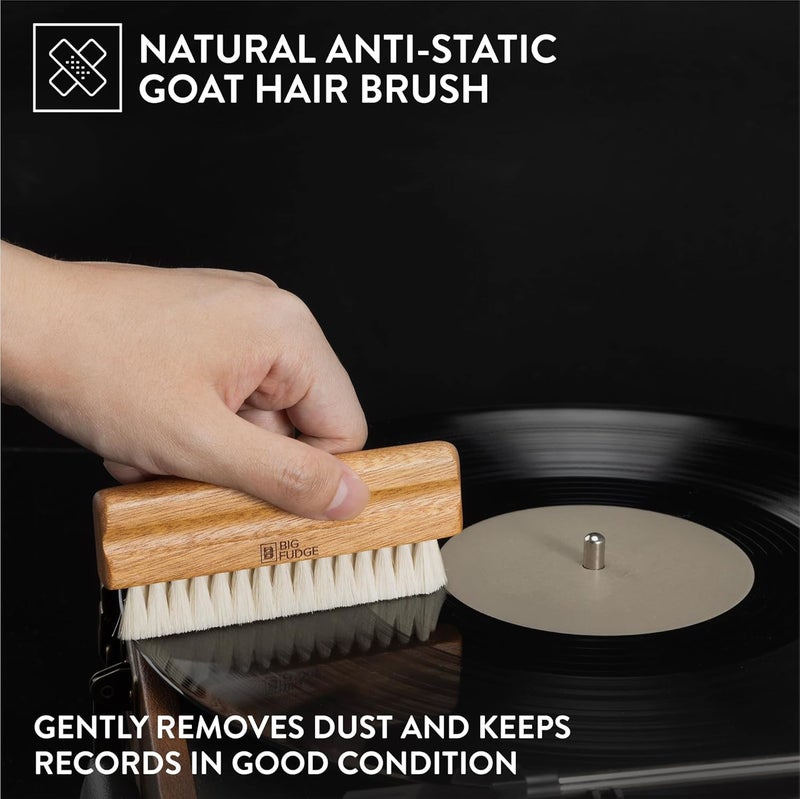 BIG FUDGE Vinyl Record Cleaning Kit - Collector's Edition - 100% Sapele Wood Vinyl Accessories - Velvet Vinyl Record Cleaner, Anti-Static Vinyl Brush, Stylus Brush and Vinyl Cleaner Solution w/Case - Image 3